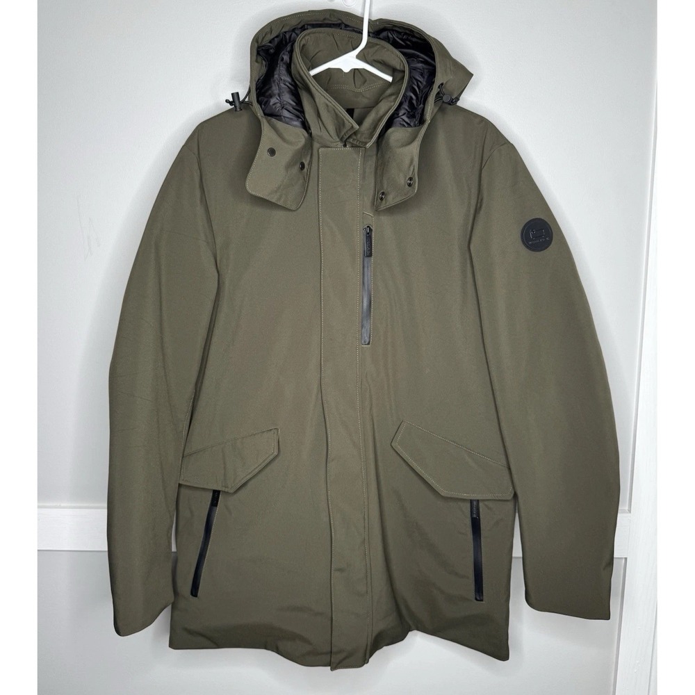 Woolrich Down Filled Parka Coat Mens Large Dark Green Insulated‎ Hooded Jacket